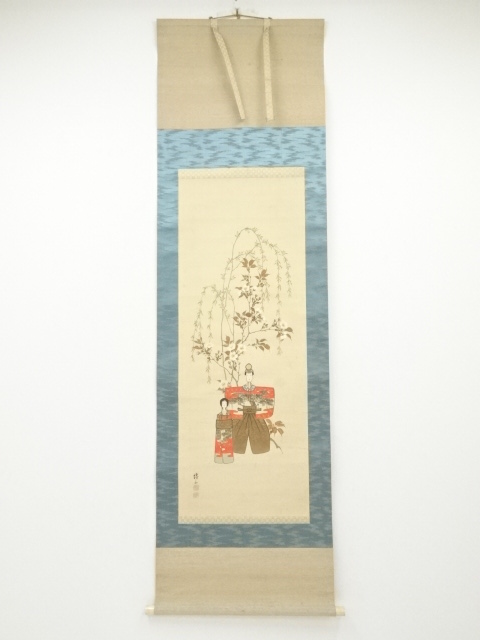 JAPANESE HANGING SCROLL / HAND PAINTED / HINA DOLL